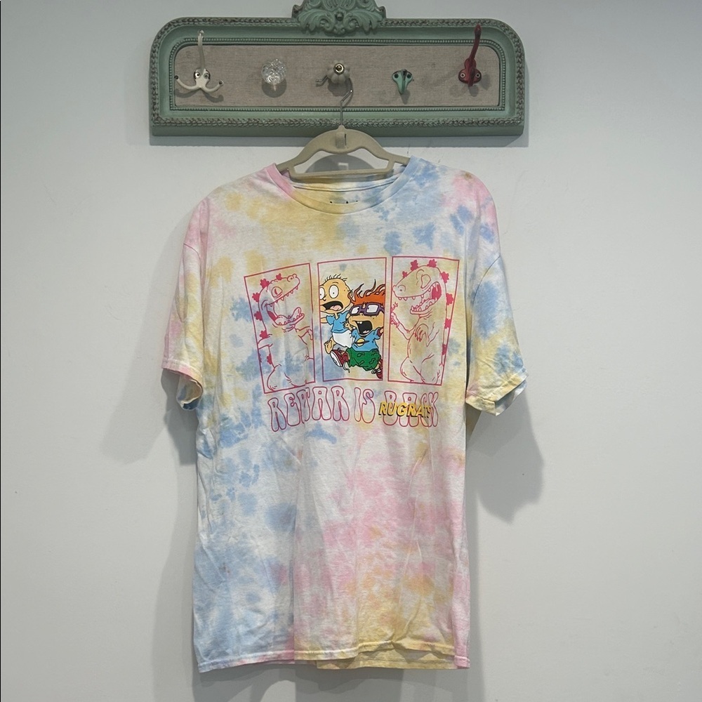 RUGRATS Cartoon Graphic Pastel Tie-Dye Cotton T-Shirt size XL men’s